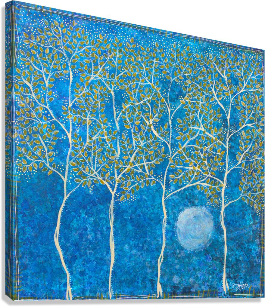 Four Trees And A Full Moon Canvas Print