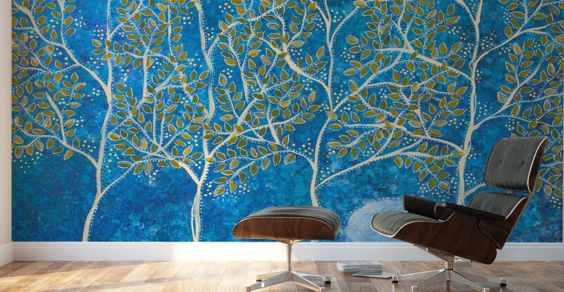 Four Trees And A Full Moon Wall Murals
