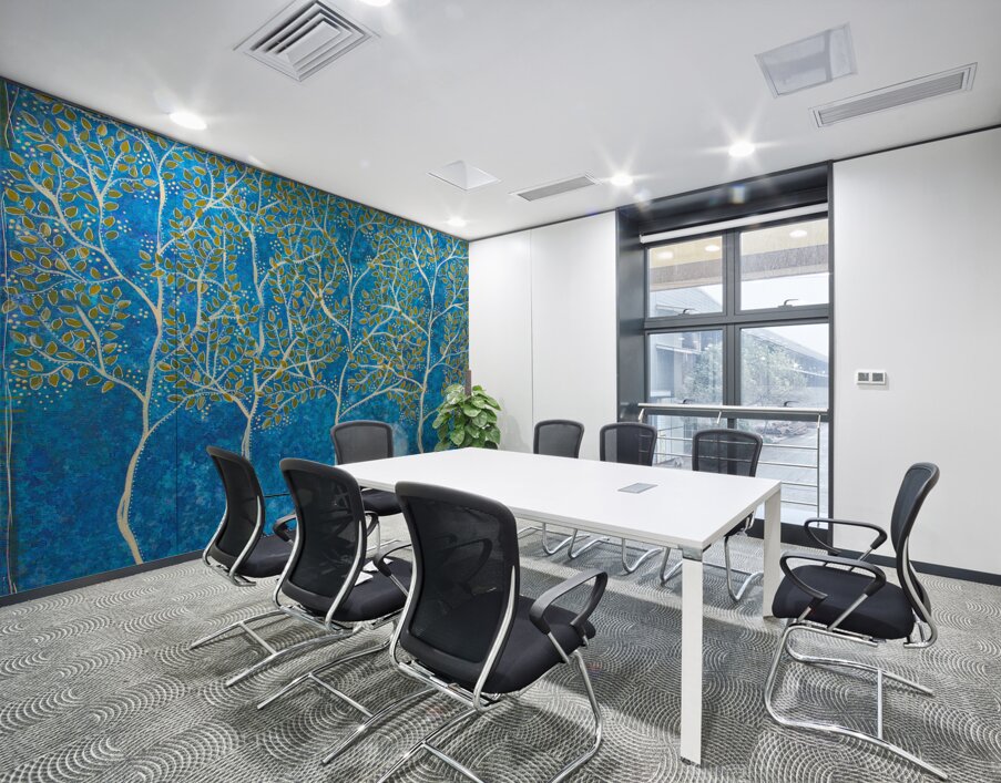 Four Trees And A Full Moon Wall Printing