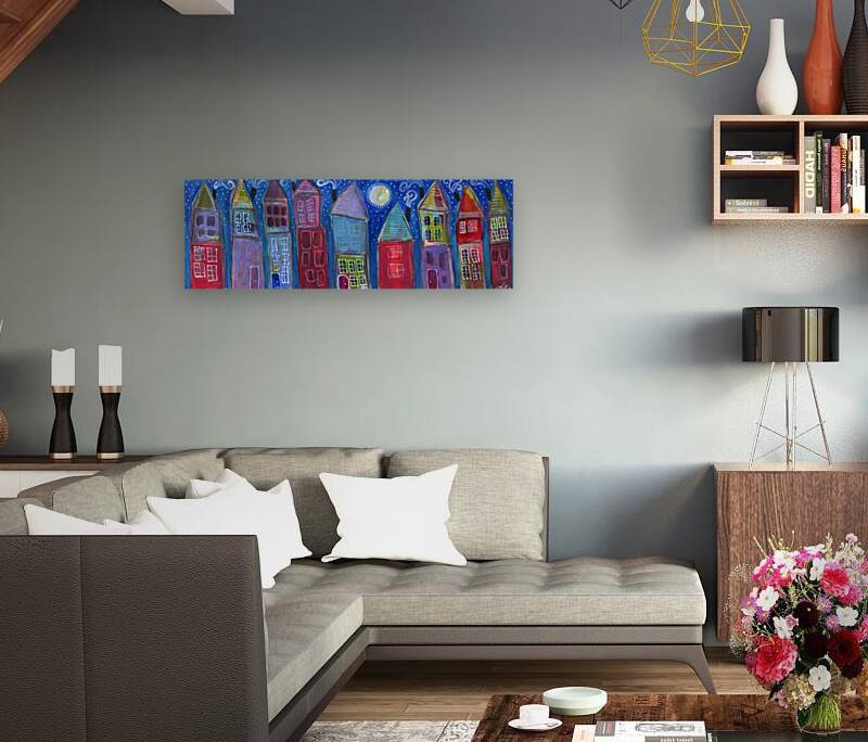 Night Row Homes Reproduction